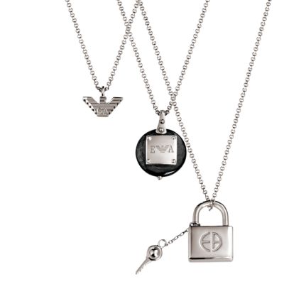 Emporio Armani silver teardrop multi charm necklace - Product number 6174248
