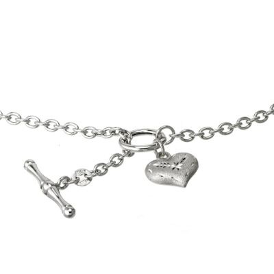 9ct White Gold T-Bar Heart Pendant