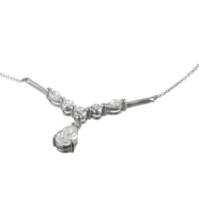 H Samuel 9ct White Gold Cubic Zirconia Pear Pendant