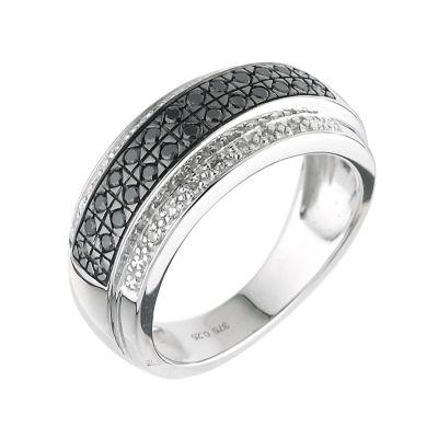 9ct white gold quarter carat black and white diamond ring - Product number 6176763