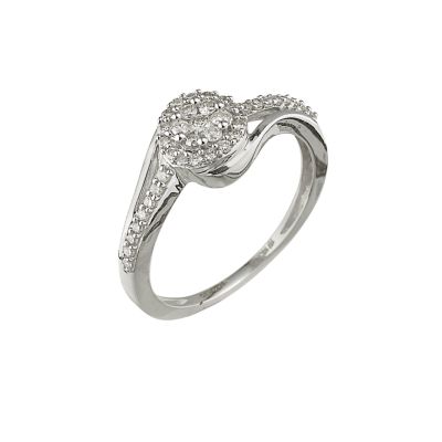 9ct white gold quarter carat diamond cluster ring - Product number 6178499