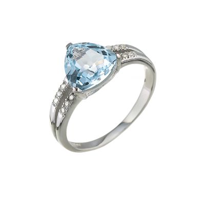 9ct white gold blue topaz and diamond ring - Product number 6178669