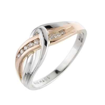 9ct white and rose gold diamond ring