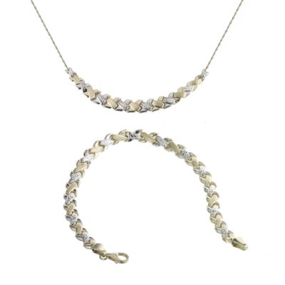 9ct Yellow & White Gold Necklace & Bracelet Set