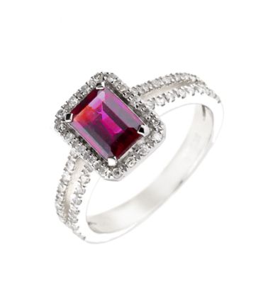 9ct white gold Brazilian garnet and fifth carat diamond ring - Product number 6184979