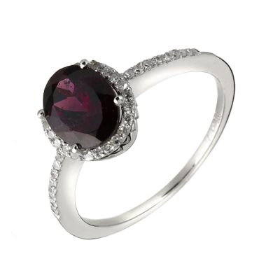 9ct white gold diamond and Brazilian garnet ring - Product number 6185177