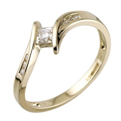 9ct Yellow Gold Cubic Zirconia Channel Set Kick Ring - Product number 6186629