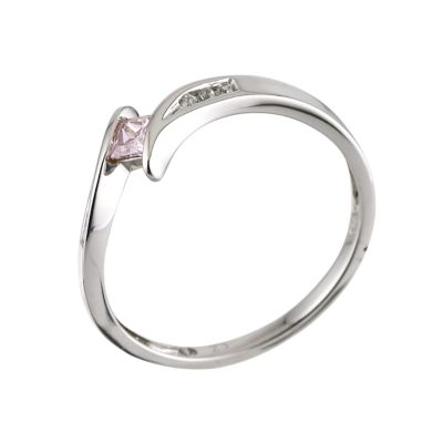 9ct White Gold Pink Cubic Zirconia Ring - Product number 6186742