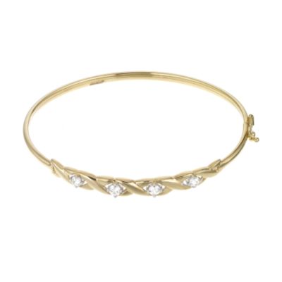 9ct Gold Cubic Zirconia Kiss Bangle - Product number 6189962