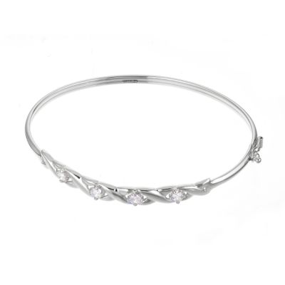 9ct White Gold Cubic Zirconia Kiss Bracelet - Product number 6189970