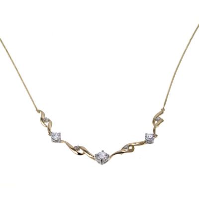 9ct Yellow Gold Cubic Zirconia Round Collar Necklace - Product number 6190138