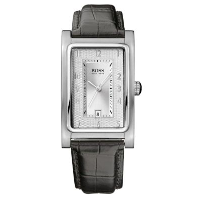 BOSS mens black leather strap watch