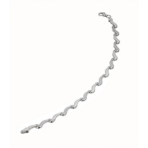 9ct White Gold Wave Link Bracelet - Product number 6191509