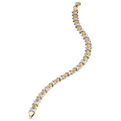 9ct Two Tone Gold Heart and Kiss Bracelet - Product number 6191533