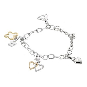 Love Silver and Gold-plated Charm Bracelet