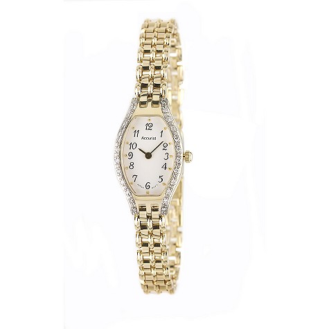Accurist ladies 9ct gold and diamond watch