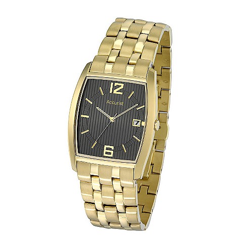 accurist mens gold-plated bracelet watch