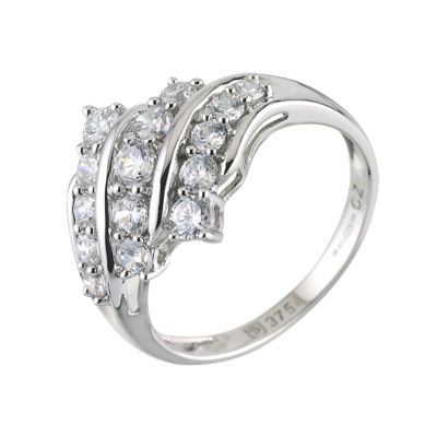 9ct White Gold Cubic Zirconia Cluster Ring
