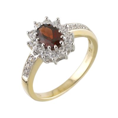 9ct gold Garnet And Cubic Zirconia Cluster Ring