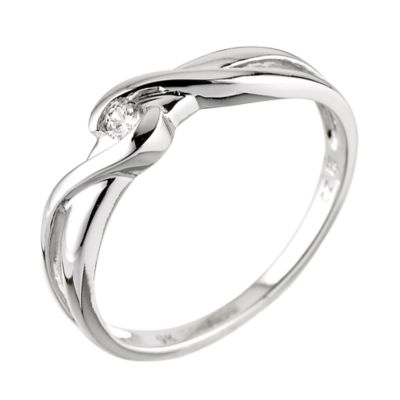9ct White Gold Cubic Zirconia Wrapover Dress Ring