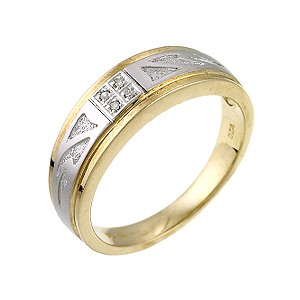 9ct Yellow Gold Diamond Patterned Ring