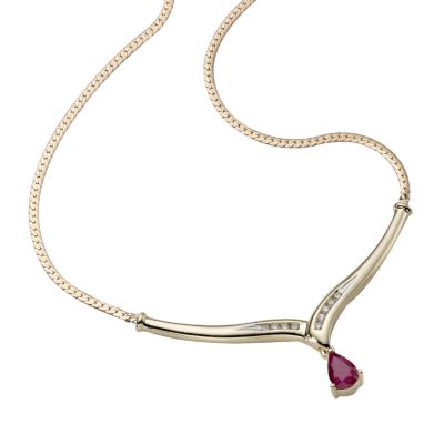 9ct gold ruby and diamond necklace