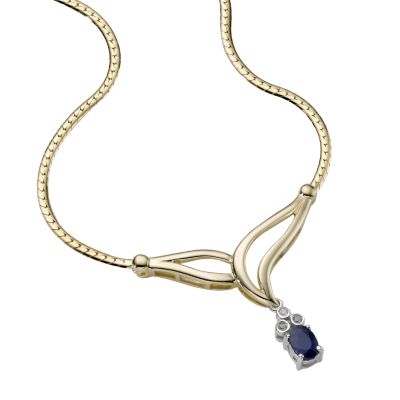 9ct gold sapphire and diamond necklace
