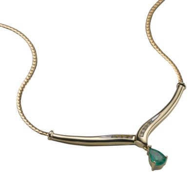 9ct gold emerald and diamond necklace - Product number 6208819