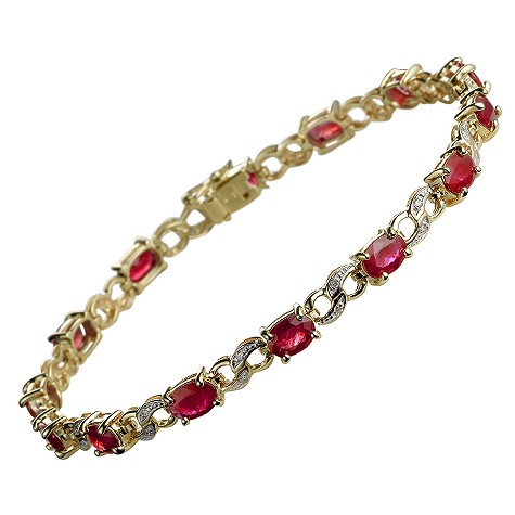 9ct gold ruby and diamond bracelet