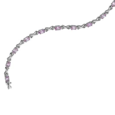 9ct white gold pink sapphire and diamond bracelet - Product number 6208843