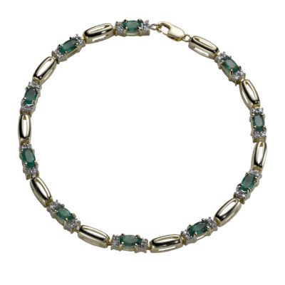 9ct gold emerald and diamond bracelet