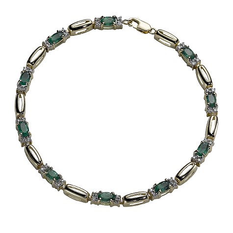 9ct gold emerald and diamond bracelet