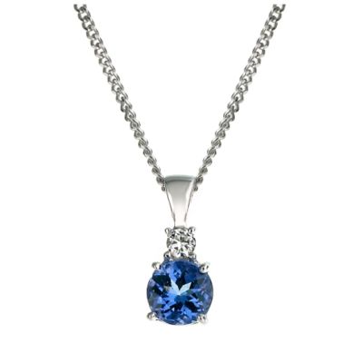 18ct white gold diamond & tanzanite pendant necklace - Product number 6209076