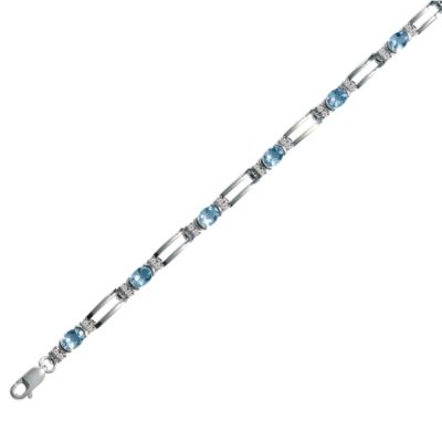 9ct white gold aquamarine and diamond bracelet - Product number 6209084