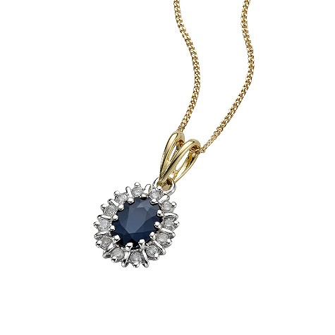 18ct gold sapphire diamond pendant