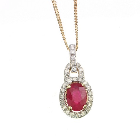 Unbranded 18ct gold ruby and diamond pendant