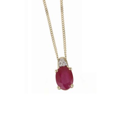 Unbranded 9ct yellow gold ruby necklace