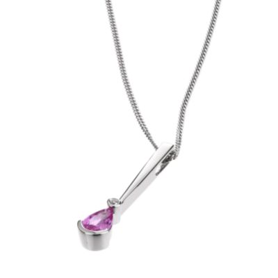 9ct white gold pendant with pink sapphire and diamond - Product number 6209386