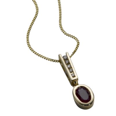 9ct gold ruby and diamond pendant