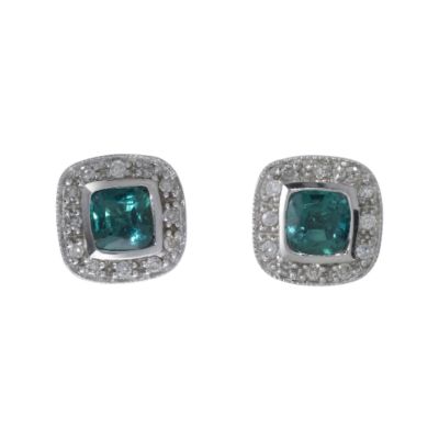 9ct white gold created emerald and diamond earrings - Product number 6209475