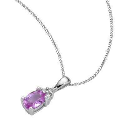 9ct white gold pink sapphire and diamond pendant - Product number 6209505