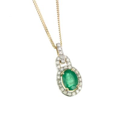 18ct gold emerald and diamond pendant - Product number 6209513