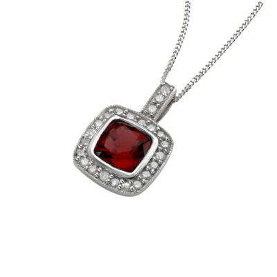 9ct white gold created ruby and diamond pendant - Product number 6209602