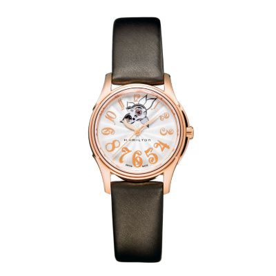 Hamilton ladies white dial brown leather strap