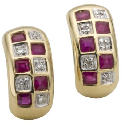 9ct gold ruby and diamond earrings - Product number 6215149