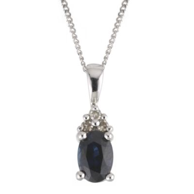 9ct white gold diamond and sapphire necklace - Product number 6215521