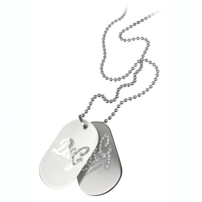 D&G Proud stainless steel and crystal double dog tag - Product number 6225284