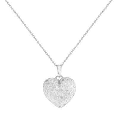 9ct White Gold and Diamond Heart Necklace
