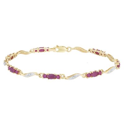 9ct Yellow Gold Ruby & Diamond Bracelet H.Samuel