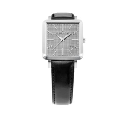 Burberry men's square dial black leather strap watch - Product number 6237010